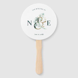 Éventail Eucalyptus Ampersand Gold Green Wedding Programme