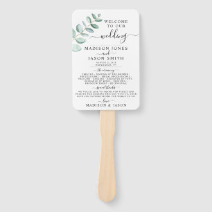 Éventail Eucalyptus Green Programme de mariage minimaliste