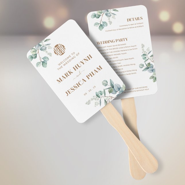 Éventail Eucalyptus Song Hy Wedding Program & Timeline (Créateur téléchargé)