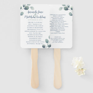 Éventail Eucalyptus Verdure Aquarelle Feuillage Bleu Dusty