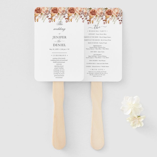 Éventail Fall Autumn Leaves Rustic Country Boho Wedding (Devant et derrière)