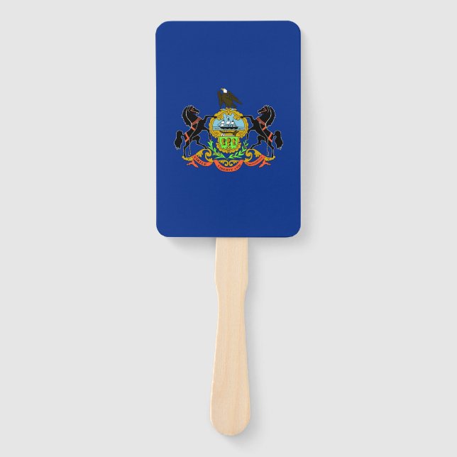 Éventail Fan à main avec drapeau de Pennsylvanie, USA (Devant)