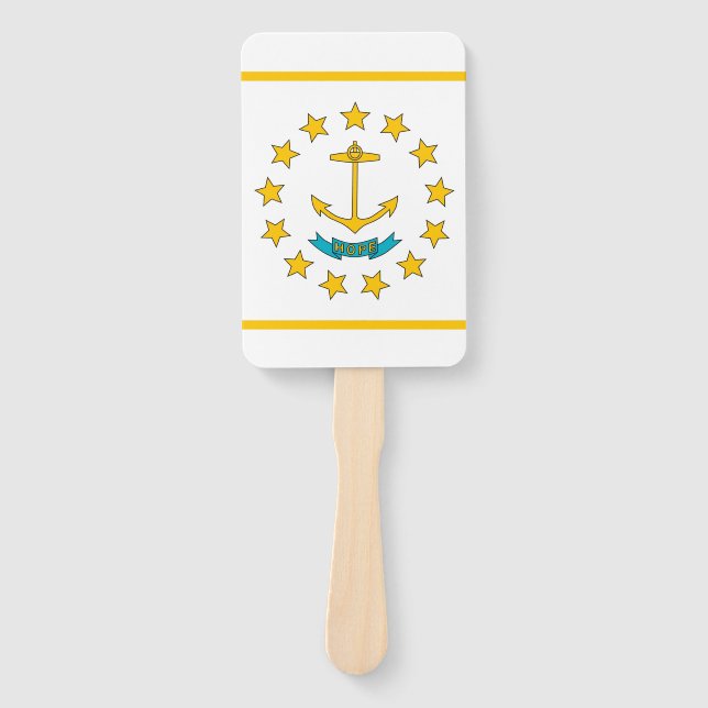 Éventail Fan à main avec drapeau de Rhode Island, USA (Devant)