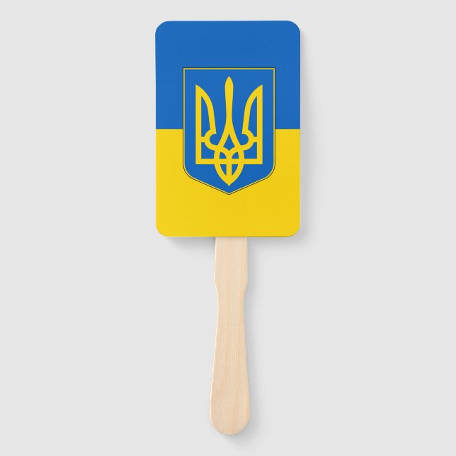 Éventail Fan à main avec drapeau d'Ukraine (Devant)