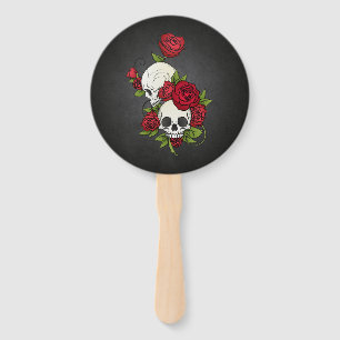 Éventail Fan florale de main de Skulls Dia de los Muertos  