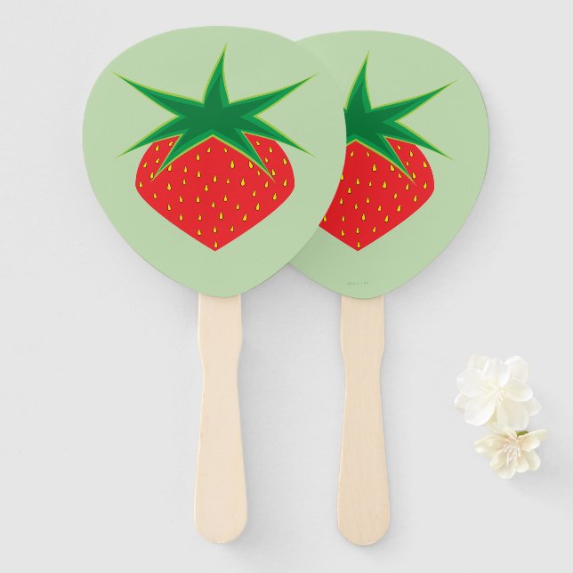 Éventail Fans à main fraise (Devant et derrière)
