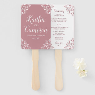 Éventail Fans de mariage élégant - Programmes Dusty Rose / 