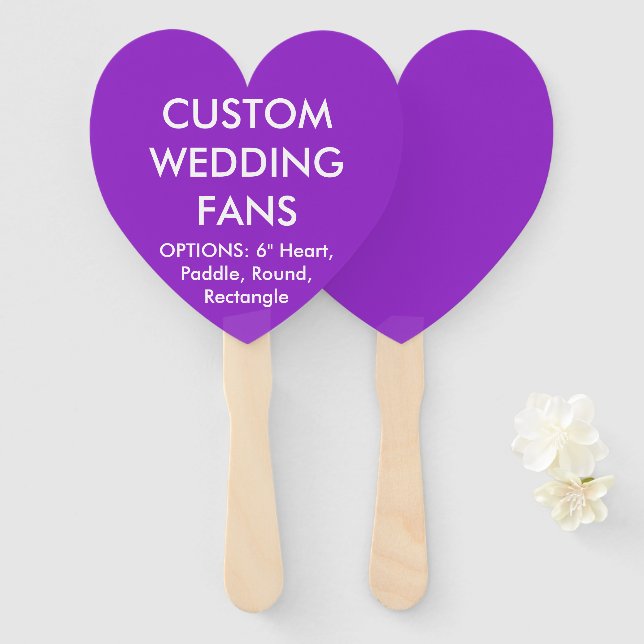 ÉVENTAIL FANS MARIAGES PURPLE PERSONNALISÉS (Devant et derrière)