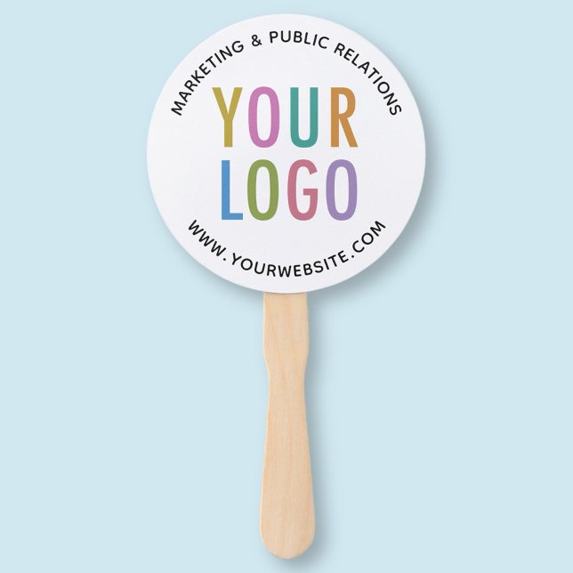 Éventail Fans promotionnels personnalisés avec logo Personn (MISOOK White Round Handheld Fan with Logo)
