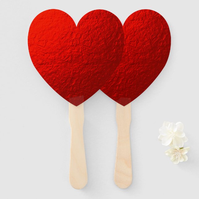Éventail Faux Red Foil Texture Saint-Valentin (Devant et derrière)