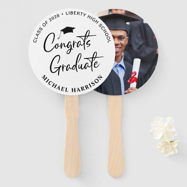 Éventail Félicitations à l'obtention du diplôme Photo (Devant et derrière)