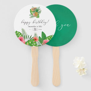 Éventail Fête d'anniversaire de tous âges Luau Aloha aquare
