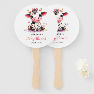 Éventail Fête de bébé vache minimaliste Rose Fille Baby sho
