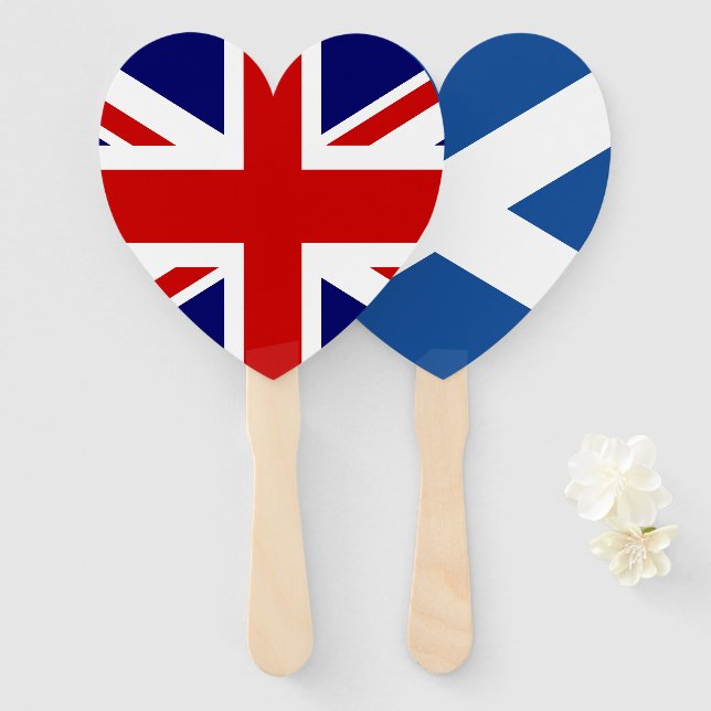Éventail Fête de mariage du drapeau anglais et écossais (Devant et derrière)
