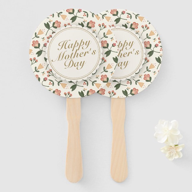Éventail Fête des Mères Fête des Mères Flamme Fleur Fan Hap (Devant et derrière)