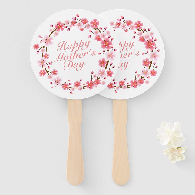 Éventail Fête des mères joyeuses et élégantes Fan de couron (Devant et derrière)