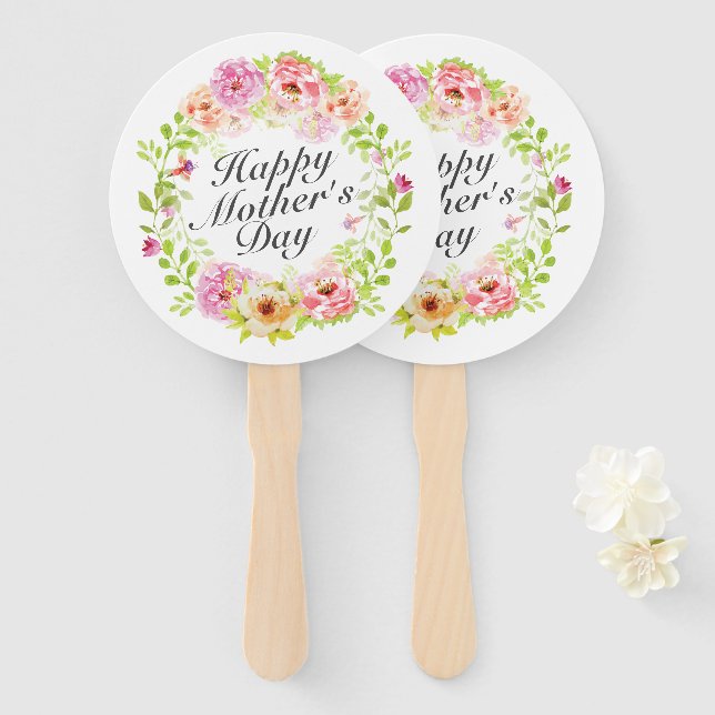 Éventail Fête des mères joyeuses et élégantes Fan de couron (Devant et derrière)