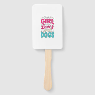 Éventail Fille aime les chiens Gravure vintage typographie 