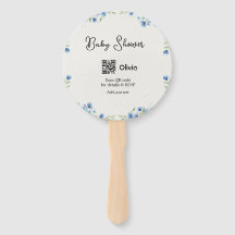 Fleur aquarelle bleue bébé shower scan QR RSVP pa