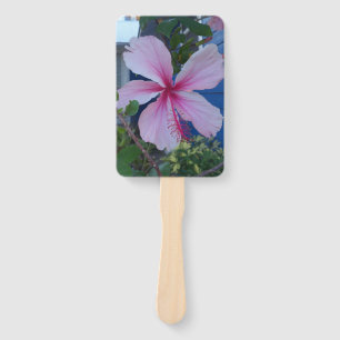 Éventail Fleur d'hibiscus rose et ventilateur de la plage b