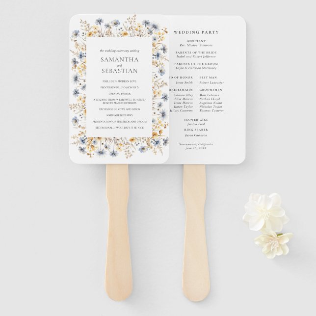 Éventail Fleur sauvage de printemps Boho | Programme de mar (Devant et derrière)