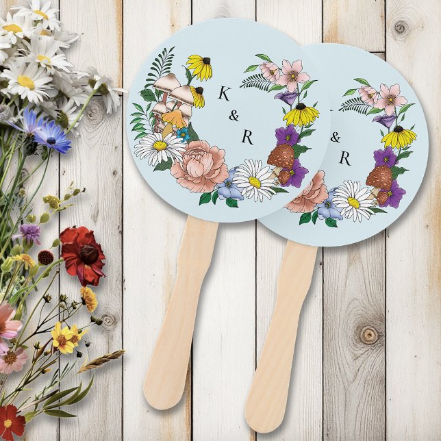 Éventail Fleur sauvage Floral Blue Champhrooms Mariage (Créateur téléchargé)
