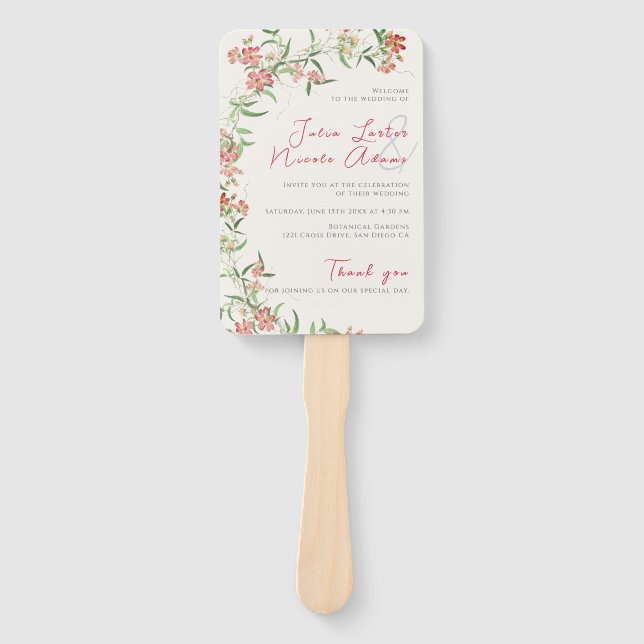 Éventail Fleur sauvage rose Rose Spring Garland Mariage (Devant)