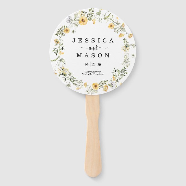 Éventail Fleur sauvage Rustic Round Wedding Programme Venti (Devant)