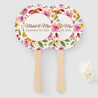 Éventail Fleurs Aquarelle de Printemps Personnalisé Enfin