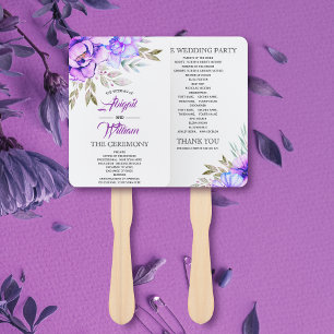 Éventail Fleurs d'aquarelle violette programme de mariage v