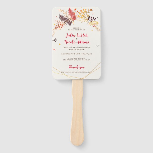 Éventail Fleurs de forêt sauvage Mariage de feuillage de ch (Devant)