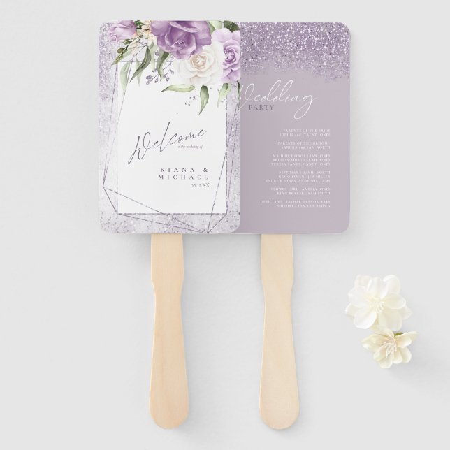 Éventail Fleurs Épercées de mariage ou de programme ID889 (Devant et derrière)