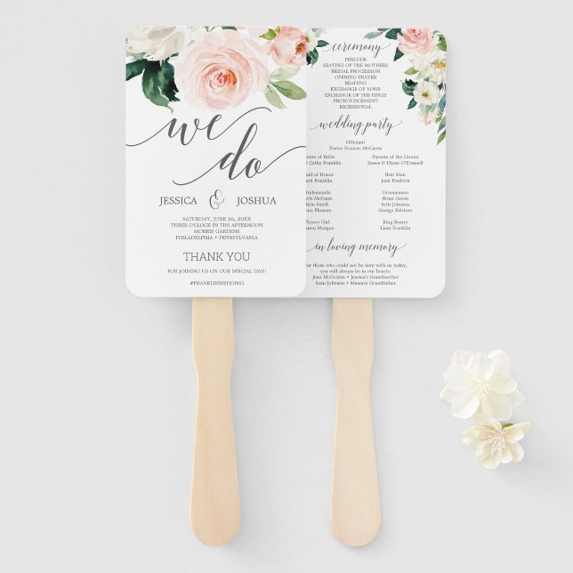 Éventail Fleurs Fleurs Fleurs du Programme de Mariage (Devant et derrière)