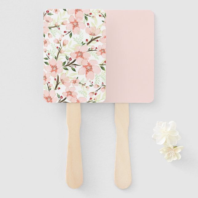 Éventail Fleurs roses (Devant et derrière)