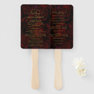 Éventail Fleurs Rouges Romantiques Sombres Jardin Glamour M