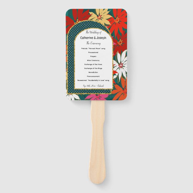 Éventail Fleurs tropicales et Mariage d'été et d'arc (Devant)
