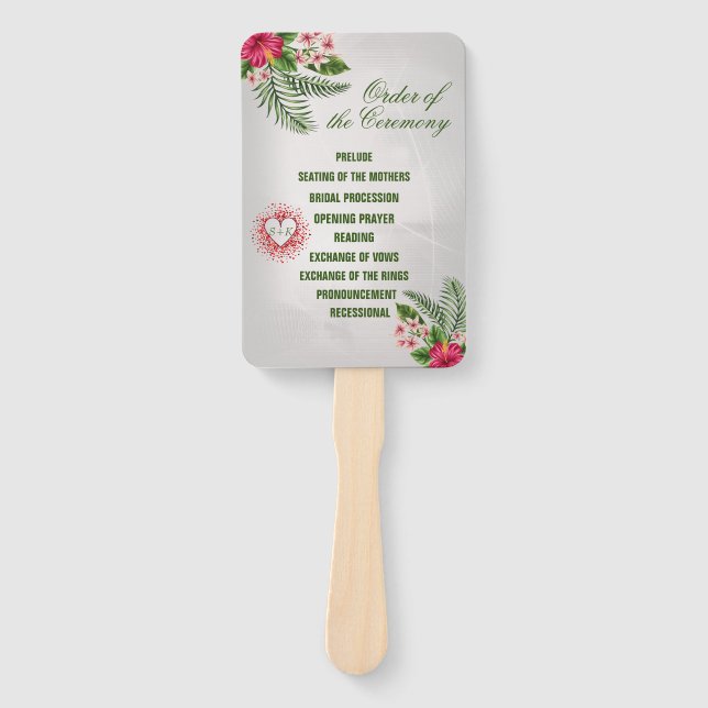 Éventail Fleurs tropicales et ventilateurs Mariages Feuille (Devant)