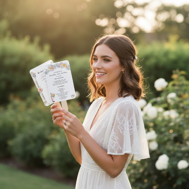 Éventail Floral Arch Wedding Ceremony Program Fan (Créateur téléchargé)