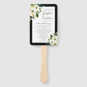 Éventail Floral blanc avec programme de cérémonie de Mariag