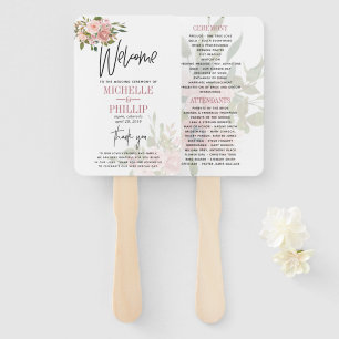Éventail Floral Blush et Rose Gold Wedding Programme