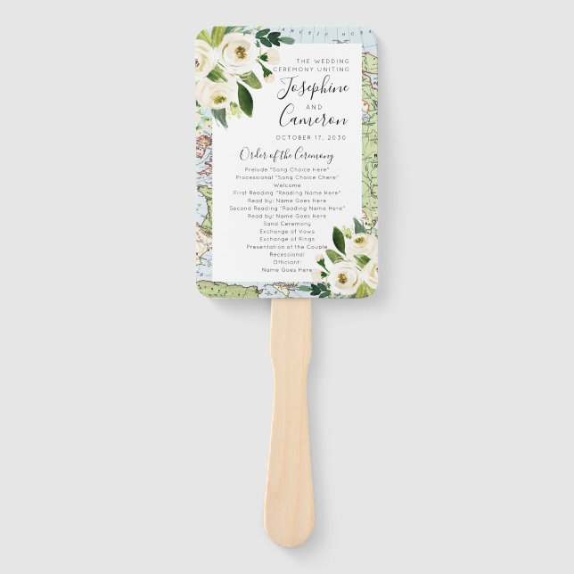 Éventail Floral Carte Voyage Thème Mariage Cérémonie Progra (Devant)