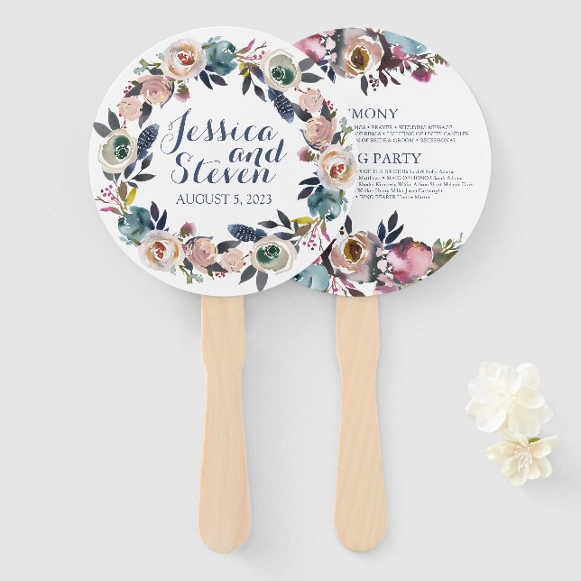 Éventail Floral Grace Wedding Programme (Devant et derrière)