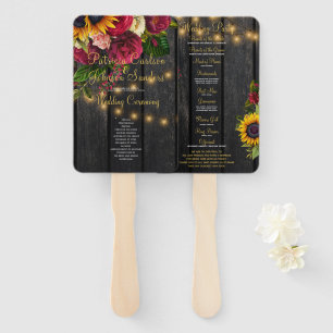 Éventail Floral rustique bois or lumières mariage cérémonie
