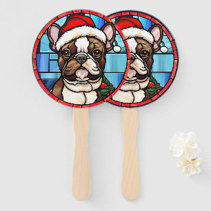 Éventail French Bulldog Vitrail Christmas