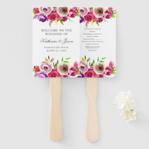 Éventail Fuchsia Rose Floral Romantique Printemps Mariage