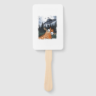 Éventail Funny Giraffe UFO Zoo Animal Weird Meme Graphique