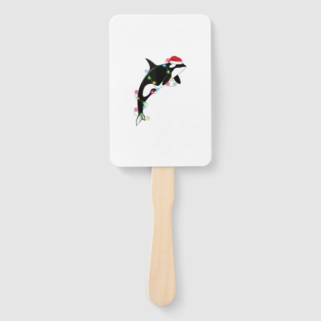 Éventail Funny Orca Tueur Baleine Santa Chapeau Mer de Noël (Devant)