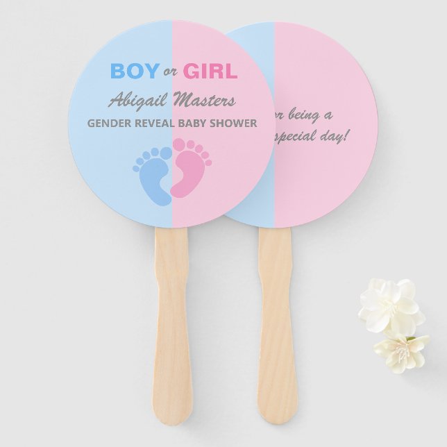 Éventail Garçon ou fille Révélation de genre Baby shower Pi (Devant et derrière)