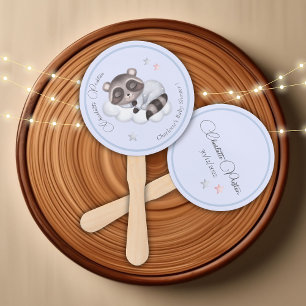 Éventail Gentle Raccoon animal Baby shower neutre genre