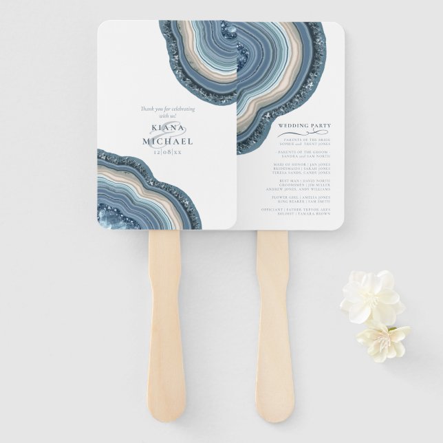 Éventail Géode d'âge Parties scintillant de mariage Dusty B (Devant et derrière)